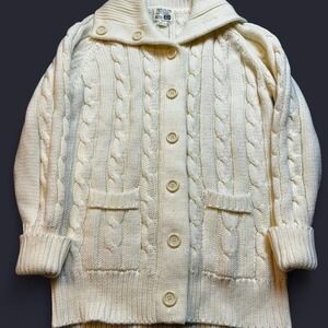 Vintage cable knit knitted‎ cottage core sears cardigan sweater size medium